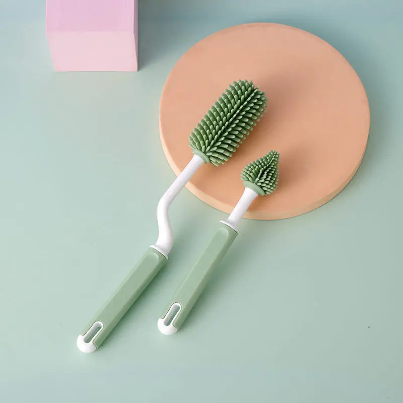 Rotating Silicone Bottle Brush Set