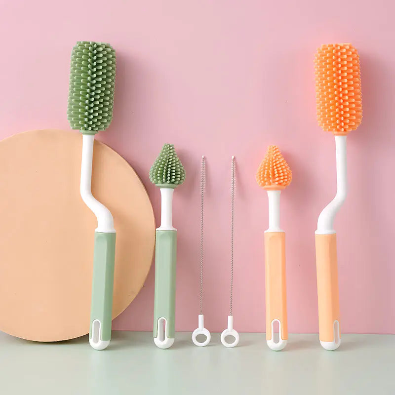 Rotating Silicone Bottle Brush Set