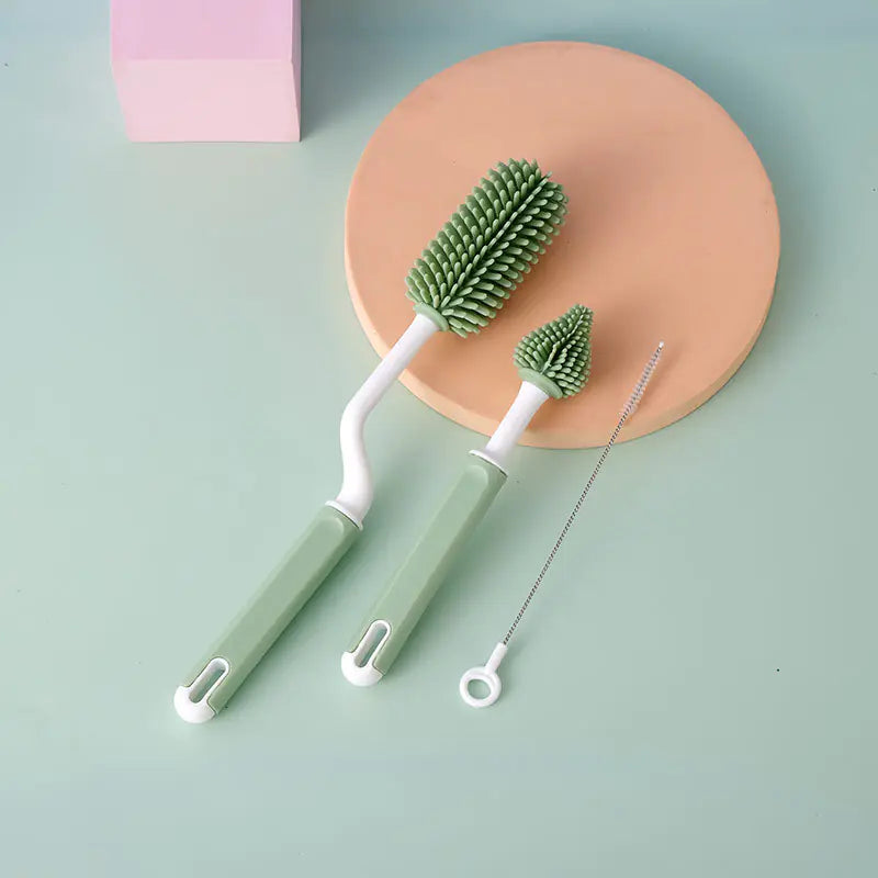 Rotating Silicone Bottle Brush Set