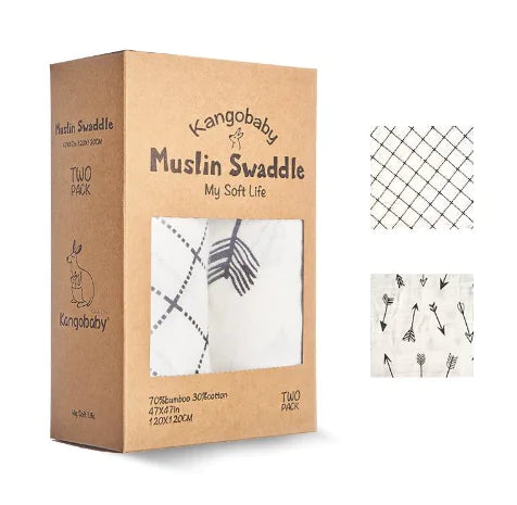 Kangobaby Soft Cotton Baby Swaddle 2 Pack
