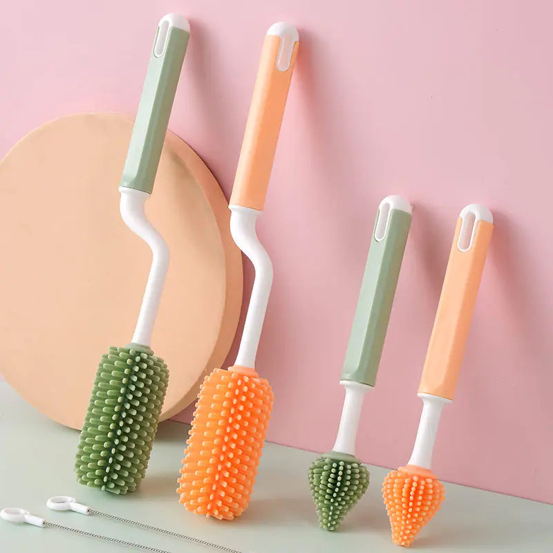Rotating Silicone Bottle Brush Set